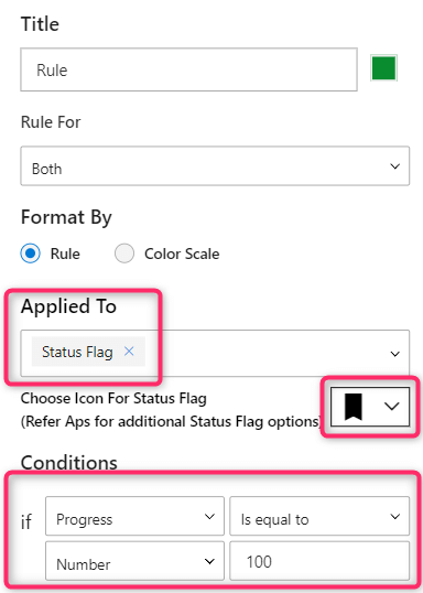 Conditions applied based on Status Flag
