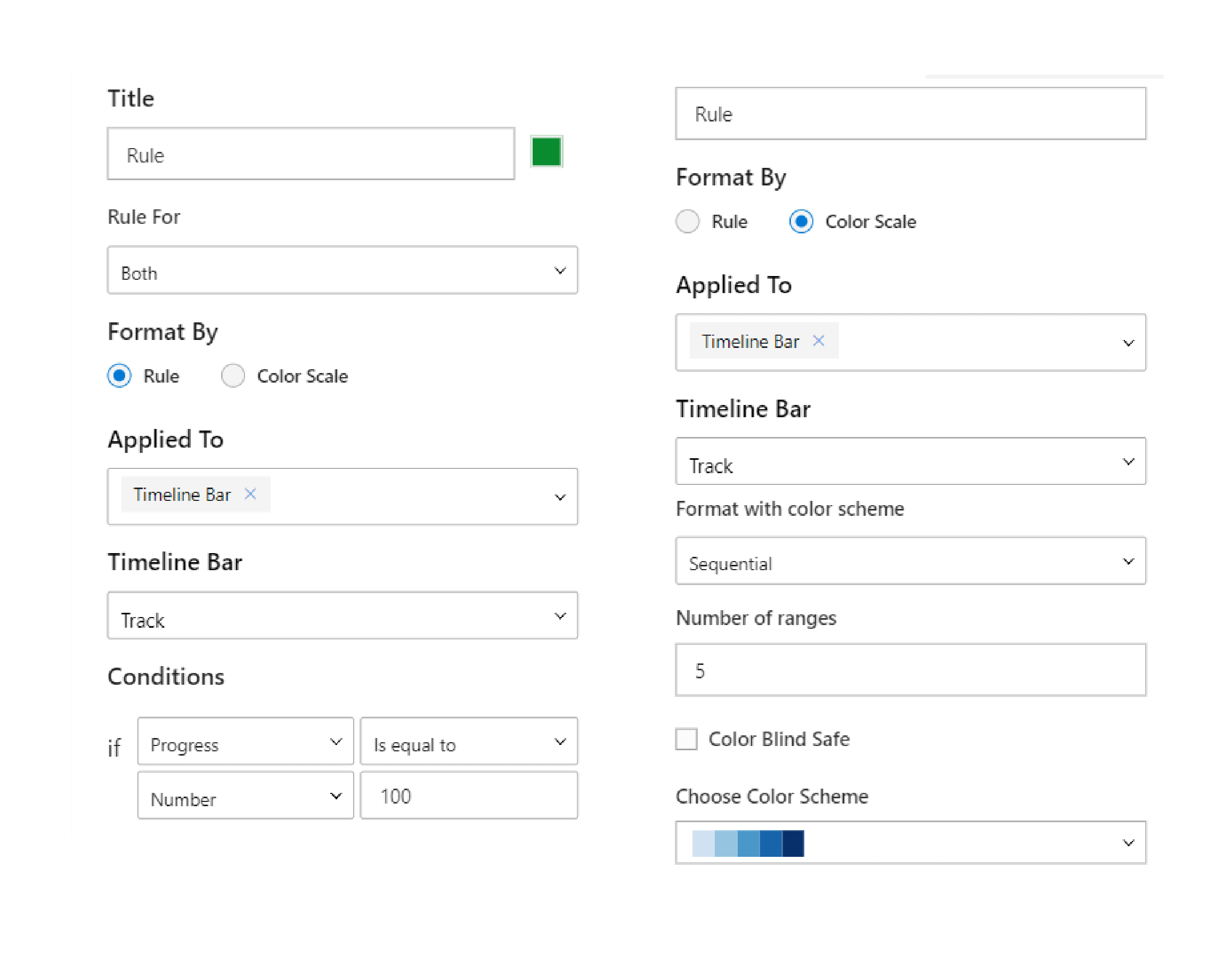 Methods to configure conditional formatting