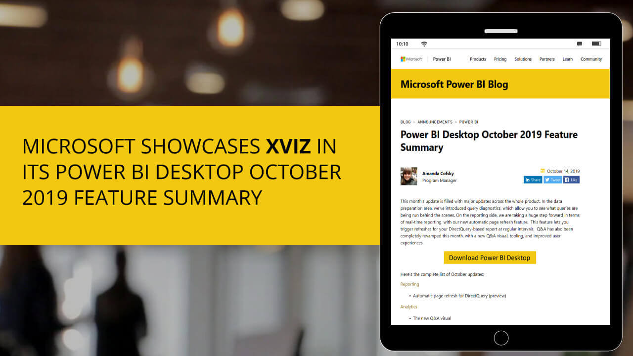 Microsoft showcases xViz in its Power BI Desktop Summary for October 2019