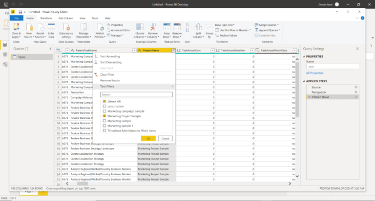 Visualize Microsoft Project Data in Power BI using xViz Gantt Chart