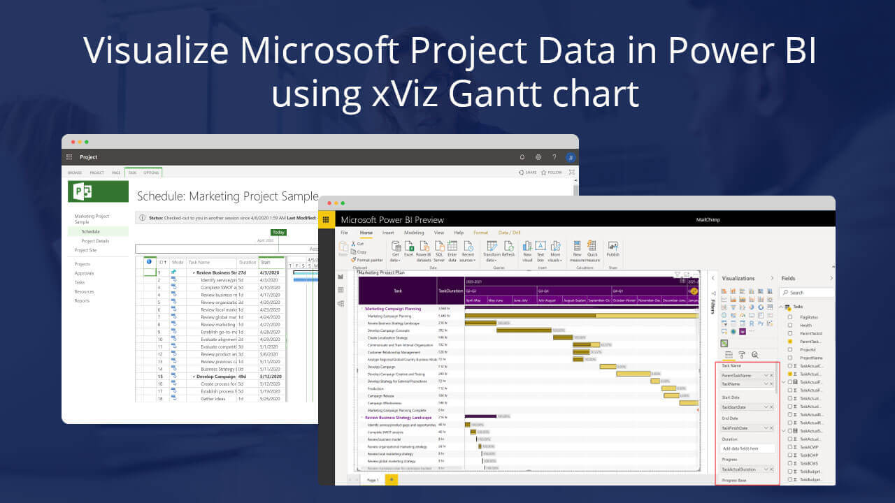 Visualize Microsoft Project Data in Power BI using xViz Gantt Chart